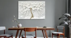 Tableau Déco Arbre Fleurs Abstraction 3D 120cm x 80cm - Parfait pour décorer votre salon, chambre ou bureau avec un design unique