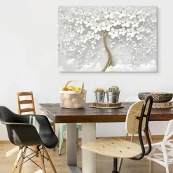 Tableau Déco Arbre Fleurs Abstraction 3D 120cm x 80cm - Parfait pour décorer votre salon, chambre ou bureau avec un design unique