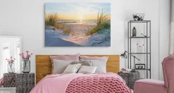 Tableau Déco Coucher De Soleil Mer 3D 90cm x 60cm - Parfait pour décorer votre salon, chambre ou bureau avec un design unique et