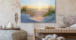 Tableau Déco Coucher De Soleil Mer 3D 90cm x 60cm - Parfait pour décorer votre salon, chambre ou bureau avec un design unique et