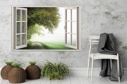 Tableau déco, Fenêtre vue Forêt verte 90x60 cm