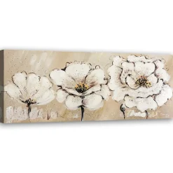 Tableau déco, Fleurs beiges Peint 90x30 cm
