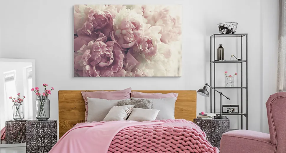 Tableau Déco Fleurs Pivoines Nature 3D 120cm x 80cm - Parfait pour décorer votre salon, chambre ou bureau avec un design unique e