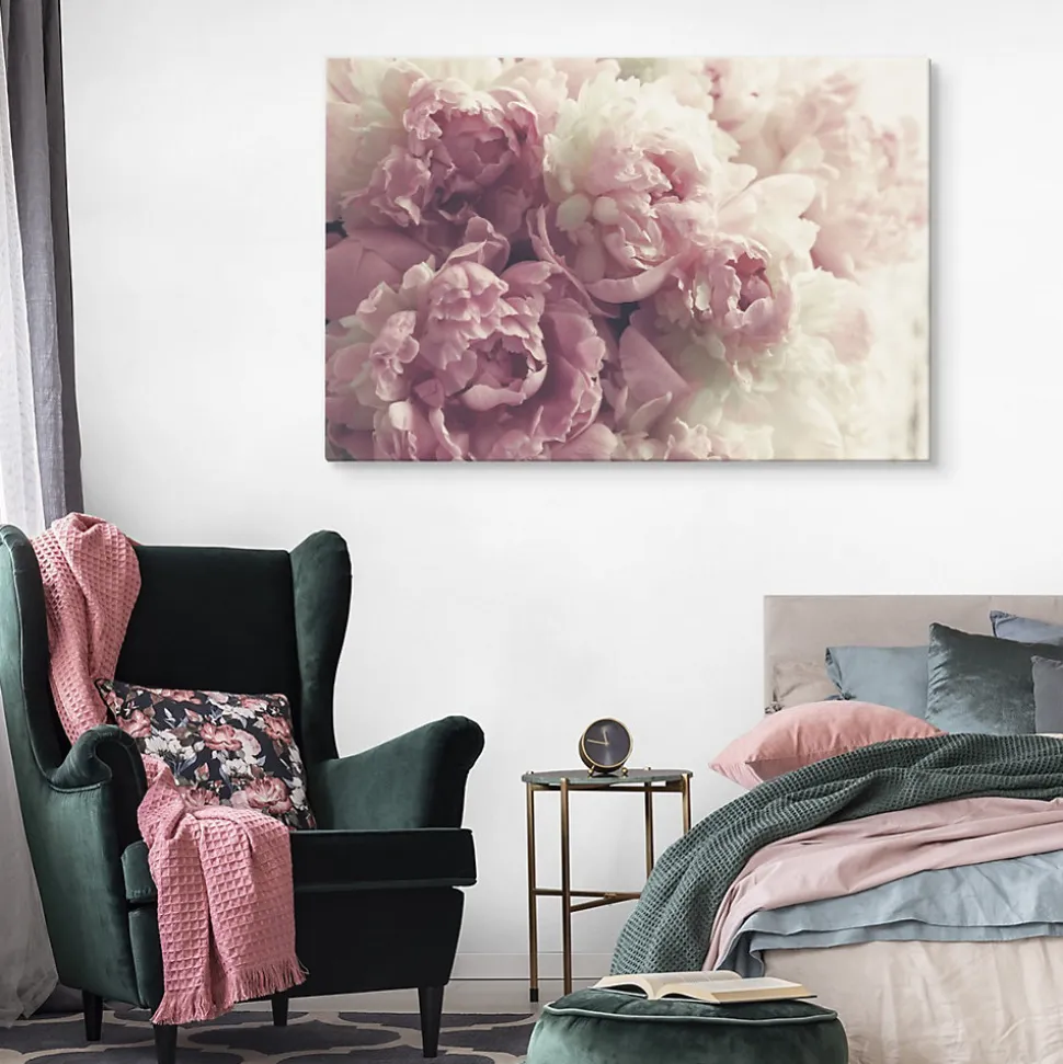 Tableau Déco Fleurs Pivoines Nature 3D 120cm x 80cm - Parfait pour décorer votre salon, chambre ou bureau avec un design unique e