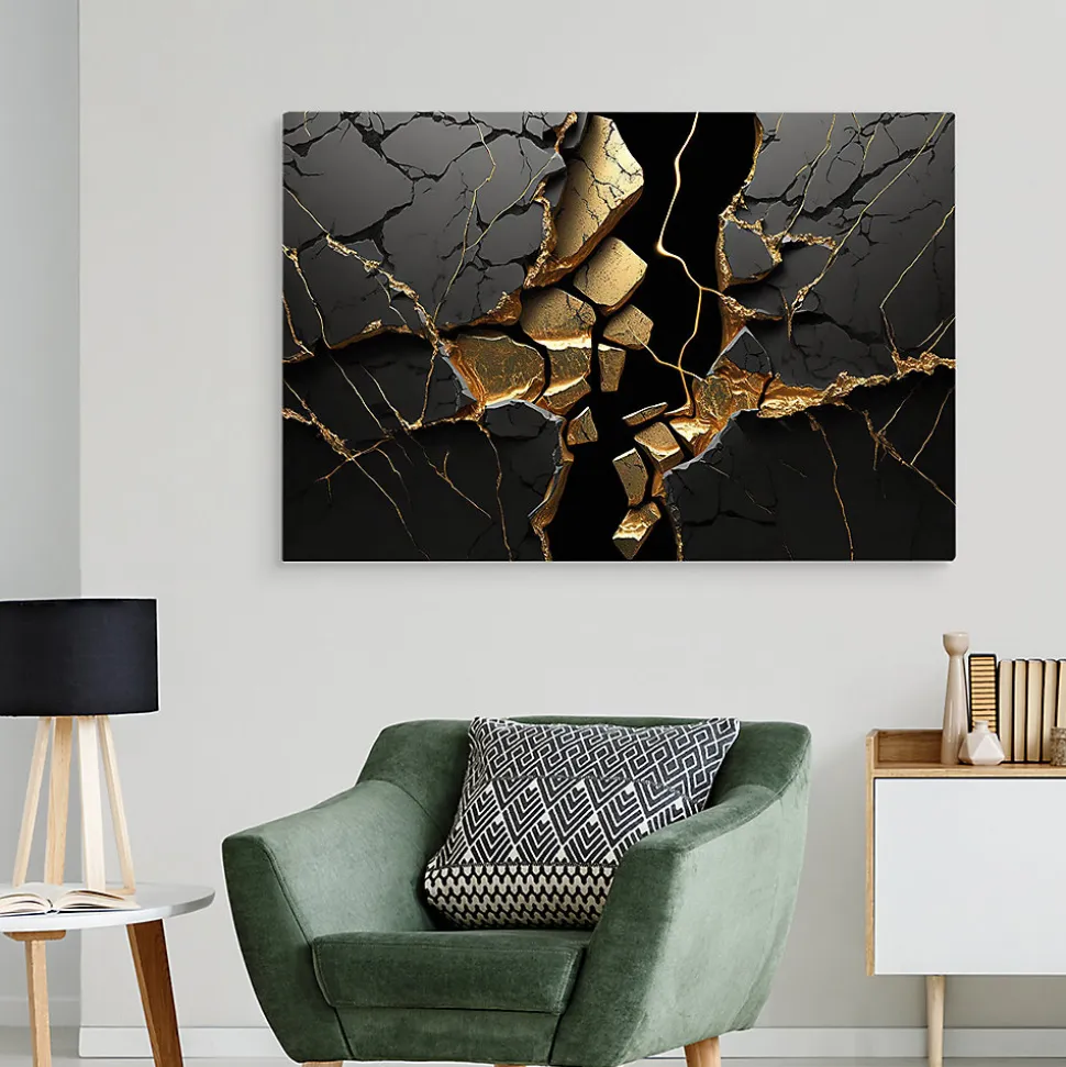 Tableau Déco Marbre Abstraction 3D 120cm x 80cm - Parfait pour décorer votre salon, chambre ou bureau avec un design unique et él