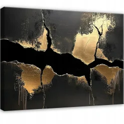 Tableau Déco Or Noir Marbre Moderne 100x70 cm XXL Tableau Décoration Murale Impression sur Toile pour salon chambre cuisine