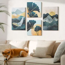 Tableau décoratif sur toile Wallfluent Vues de montagnes abstraites 4 pcs