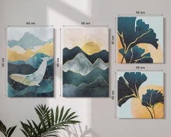 Tableau décoratif sur toile Wallfluent Vues de montagnes abstraites 4 pcs