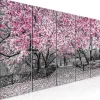 Tableau Fleurs Magnolia Park (5 Parts) Narrow Pink 225x90 cm