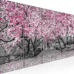 Tableau Fleurs Magnolia Park (5 Parts) Narrow Pink 225x90 cm