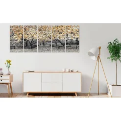 Tableau Fleurs Magnolia Park (5 Parts) Narrow Orange 225x90 cm