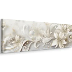 Tableau Fleurs Ornements Abstraction 145cm x 45cm - Parfait pour décorer votre salon, chambre ou bureau avec un design unique et