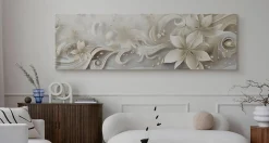 Tableau Fleurs Ornements Abstraction 145cm x 45cm - Parfait pour décorer votre salon, chambre ou bureau avec un design unique et