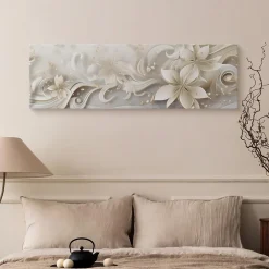 Tableau Fleurs Ornements Abstraction 145cm x 45cm - Parfait pour décorer votre salon, chambre ou bureau avec un design unique et