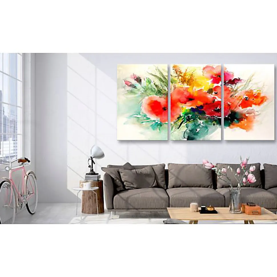 Tableau Fleurs Watercolor Bouquet 60x30 cm