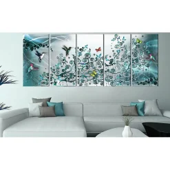 Tableau Hummingbirds Dance 5 Pièces Turquoise Narrow 225x90 cm