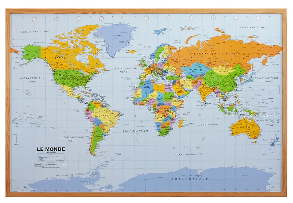 Tableau liège carte du monde L.90 x l.60 cm
