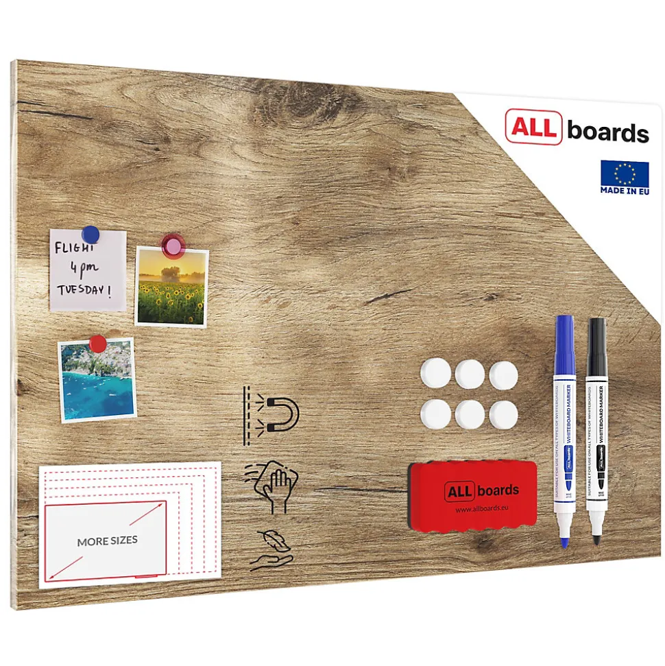 Tableau Magnétique en Métal Motif Bois Tronc Cernes de Bois 90x60cm, MetalBoards pour tout type d'Aimants