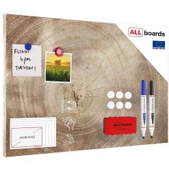 Tableau Magnétique en Métal Motif Tronc Cernes de Bois 60x40cm, MetalBoards pour tout type d'Aimants