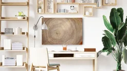 Tableau Magnétique en Métal Motif Tronc Cernes de Bois 60x40cm, MetalBoards pour tout type d'Aimants