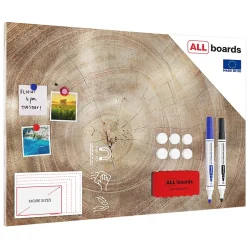 Tableau Magnétique en Métal Motif Tronc Cernes de Bois 90x60cm, MetalBoards pour tout type d'Aimants