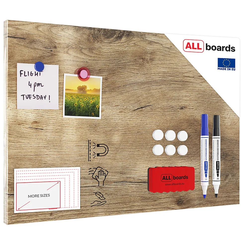 Tableau Magnétique en Métal Motif Bois Tronc Cernes de Bois 60x40cm, MetalBoards pour tout type d'Aimants