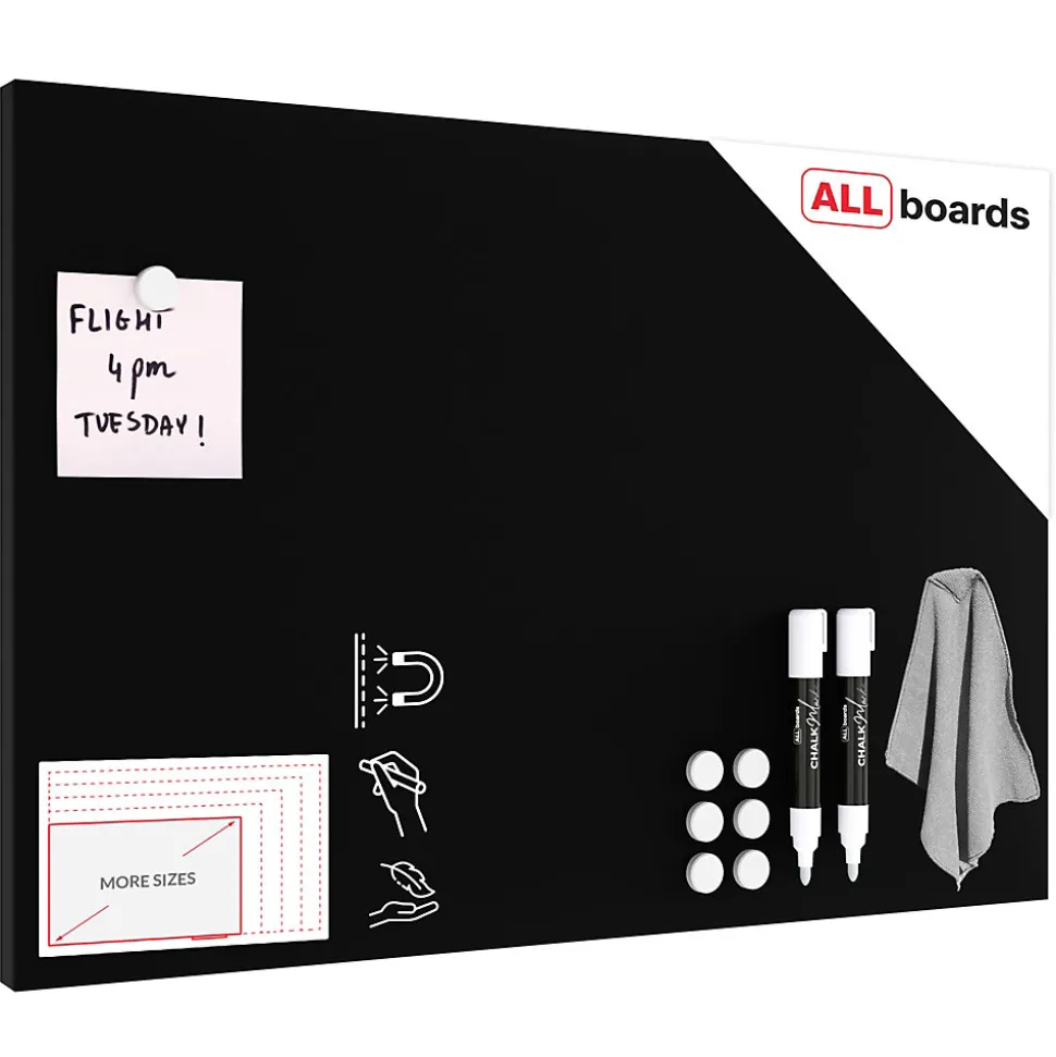 Tableau Magnétique en Métal à Craie Noir 60x40cm, MetalBoards pour tout type d'Aimants