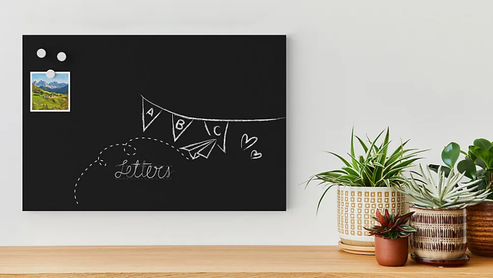 Tableau Magnétique en Métal à Craie Noir 60x40cm, MetalBoards pour tout type d'Aimants