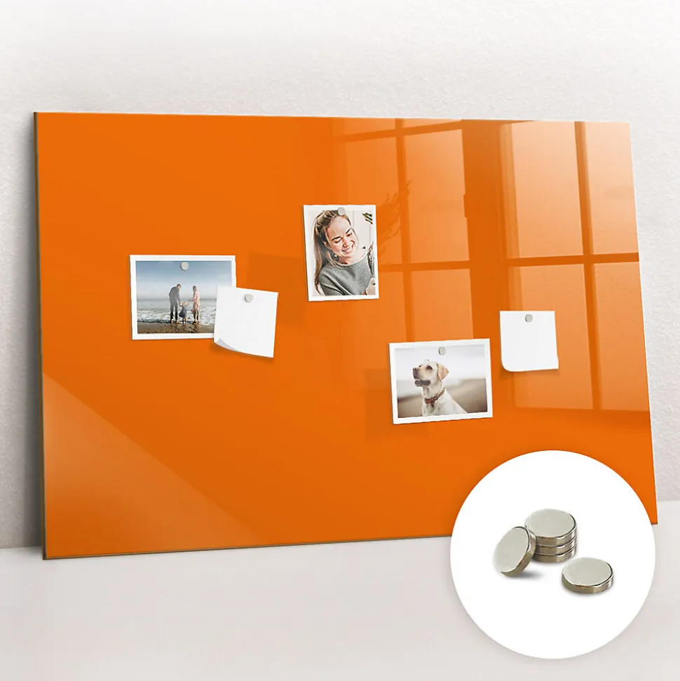 Tableau Magnétique Mural Tulup 90x60 cm Couleur orange Panneau Mémo Décoratif