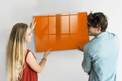 Tableau Magnétique Mural Tulup 90x60 cm Couleur orange Panneau Mémo Décoratif