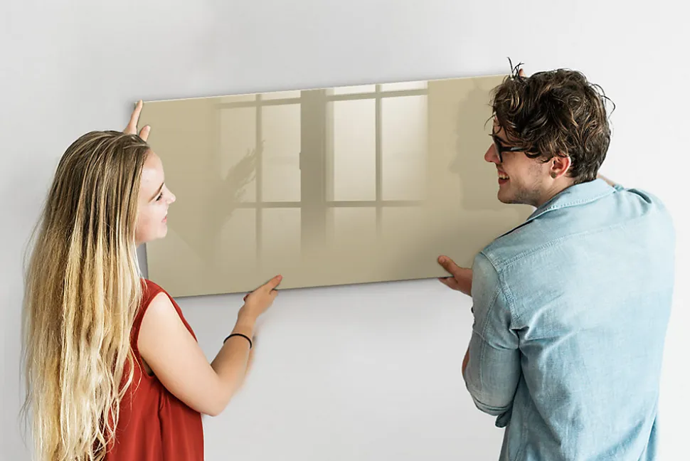 Tableau Magnétique Mural Tulup 120x60 cm Couleur beige Panneau Mémo Décoratif