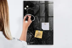 Tableau Magnétique Mural Wallfluent 40x60 cm Marbre foncé Marqueur blanc Panneau Mémo Décoratif