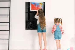 Tableau Magnétique Mural Wallfluent 70x100 cm Marbre foncé Marqueur blanc Panneau Mémo Décoratif