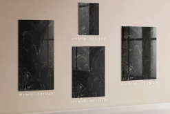 Tableau Magnétique Mural Wallfluent 70x100 cm Marbre foncé Marqueur blanc Panneau Mémo Décoratif