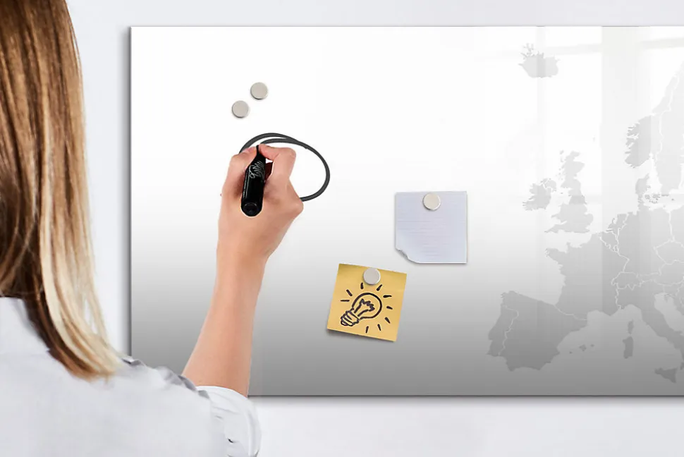 Tableau Magnétique Mural Wallfluent 120x60 cm Carte de l'europe Marqueur noir Panneau Mémo Décoratif