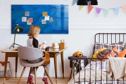 Tableau Magnétique Mural Wallfluent 120x60 cm Plume d'oiseau Marqueur blanc Panneau Mémo Décoratif
