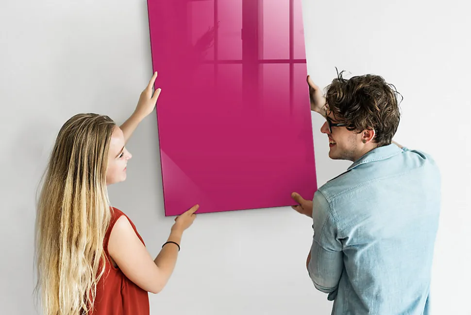 Tableau Magnétique Mural Wallfluent 70x100 cm Couleur rose intense Marqueur blanc Idéal Bureau Et Maison