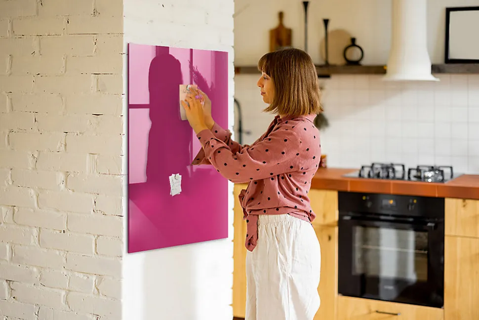 Tableau Magnétique Mural Wallfluent 70x100 cm Couleur rose intense Marqueur blanc Idéal Bureau Et Maison