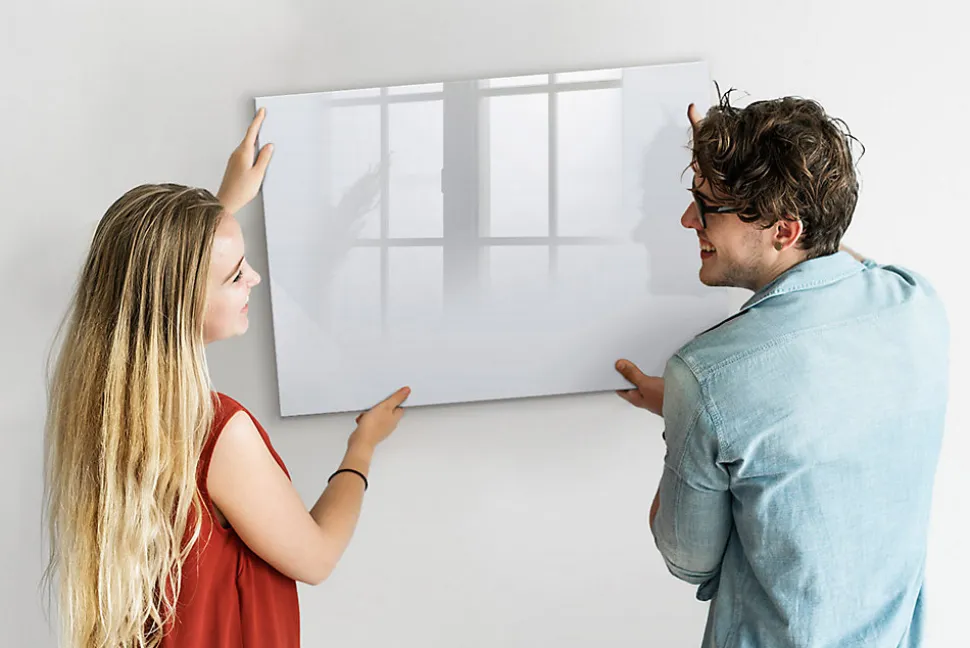 Tableau Magnétique Mural Wallfluent 100x70 cm Couleur : blanc foncé Marqueur noir Panneau Mémo Décoratif