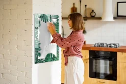 Tableau Magnétique Mural Wallfluent 60x90 cm Cadre monstera Marqueur noir Panneau Mémo Décoratif