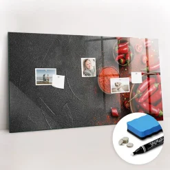 Tableau Magnétique Mural Wallfluent 120x60 cm Poivrons rouges Marqueur blanc Idéal Bureau Et Maison
