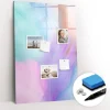 Tableau Magnétique Mural Wallfluent 60x90 cm Plumes pastel Marqueur noir Panneau Mémo Décoratif