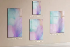 Tableau Magnétique Mural Wallfluent 60x90 cm Plumes pastel Marqueur noir Panneau Mémo Décoratif
