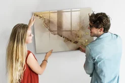 Tableau Magnétique Mural Wallfluent 100x70 cm Marbre doré Marqueur noir Idéal Bureau Et Maison