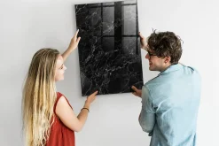 Tableau Magnétique Mural Wallfluent 60x90 cm Marbre foncé Marqueur blanc Idéal Bureau Et Maison