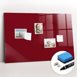 Tableau Magnétique Mural Wallfluent 90x60 cm Couleur bordeaux Marqueur blanc Panneau Mémo Décoratif