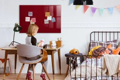 Tableau Magnétique Mural Wallfluent 90x60 cm Couleur bordeaux Marqueur blanc Panneau Mémo Décoratif