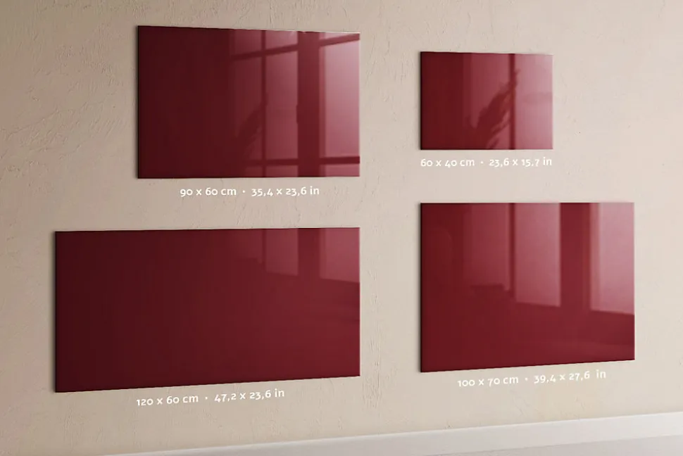 Tableau Magnétique Mural Wallfluent 90x60 cm Couleur bordeaux Marqueur blanc Panneau Mémo Décoratif