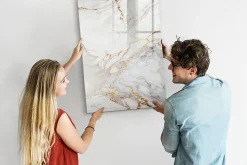 Tableau Magnétique Mural Wallfluent 70x100 cm Marbre décoratif Marqueur noir Idéal Bureau Et Maison