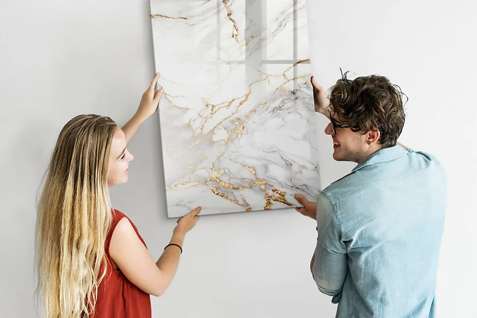 Tableau Magnétique Mural Wallfluent 70x100 cm Marbre décoratif Marqueur noir Idéal Bureau Et Maison